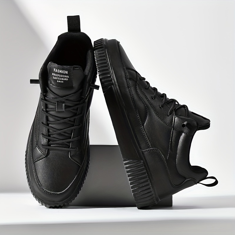 Men's Trendy Solid Skate Shoes, Comfy Non Slip Casual Street Style Sneakers For Men's Outdoor Activities