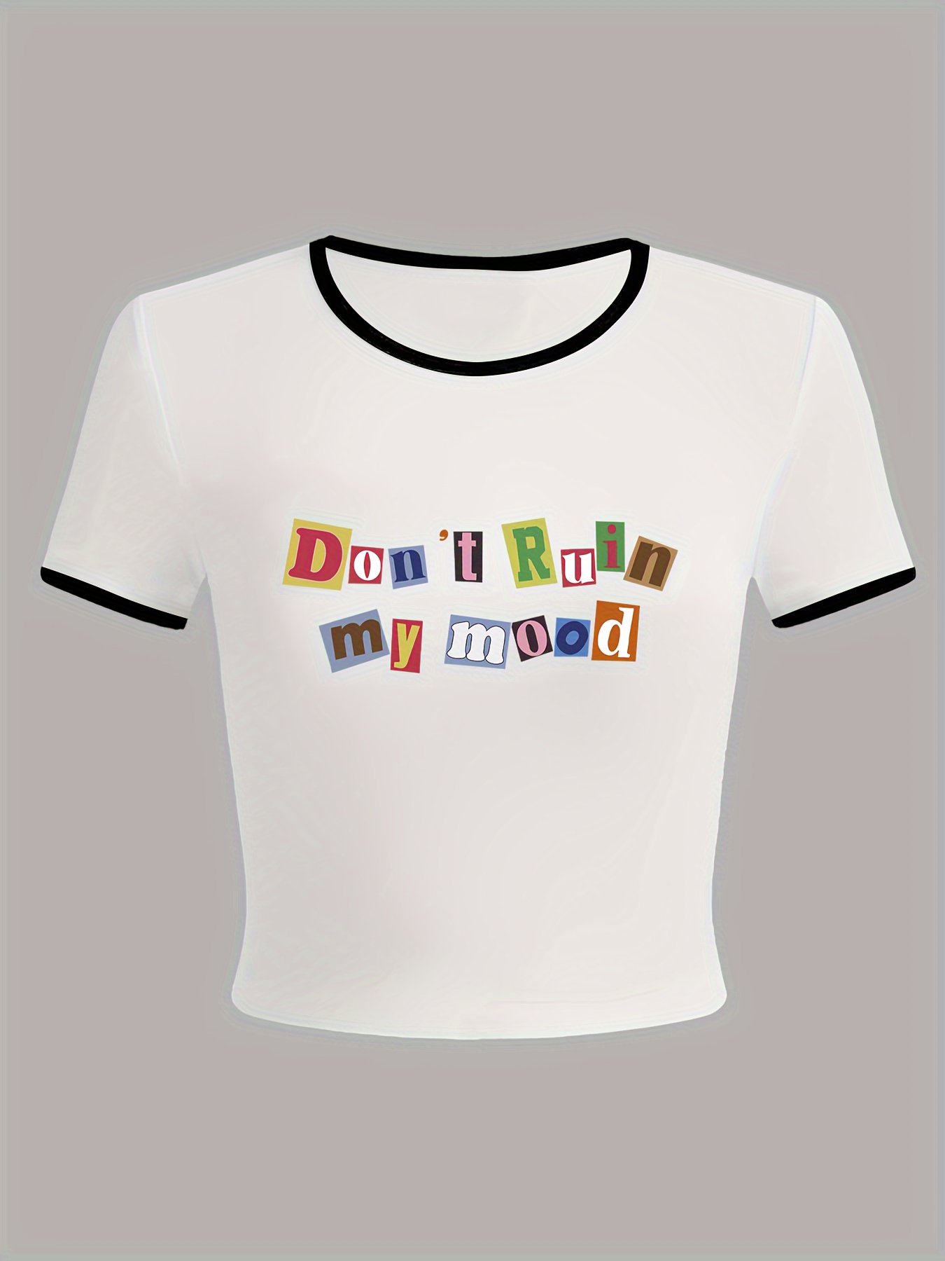 Fashion Short Sleeve Crew Neck Text Letters Loose Regular T-Shirt main image 1