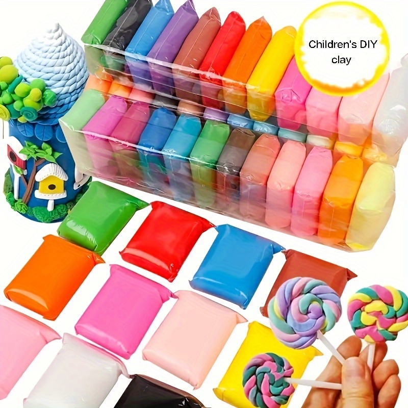  Kit de arcilla para modelar – 50+24 colores de arcilla  ultraligera de secado al aire, segura y no tóxica, gran regalo para niños.  : Juguetes y Juegos