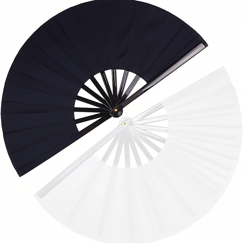 

2 Pieces, Black And White Noise Fans, Solid Color Kung Fu Fans With Smooth Opening And Closing, Ancient Style Folding Fans