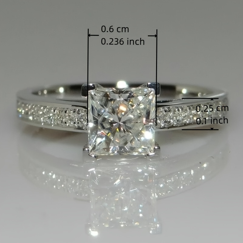 Princess Cut CZ Engagement Wedding Ring S925 Sterling Silver