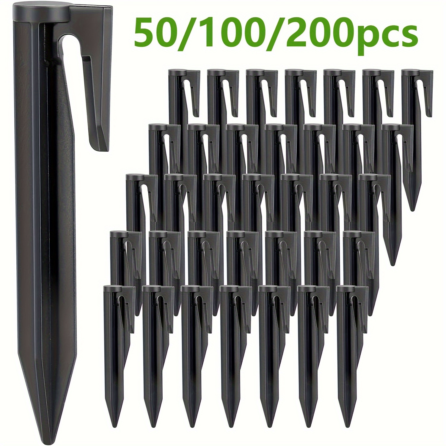 

50pcs/100pcs Plastic Tent Pegs, Garden Lawn Mower Border Cable Clips, Durable Ground Stakes, Serrated Thread Outdoor Camping Windproof Fixing Nails