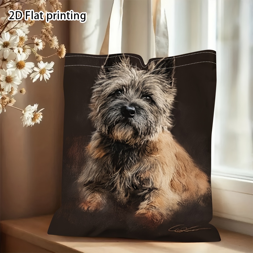 TEMU 1pc Foldable Terrier Dog Lover Tote Bag , Lightweight Polyester Shoulder Bag For Women, Spacious Foldable Shopping Bag For Commuting, Travel,