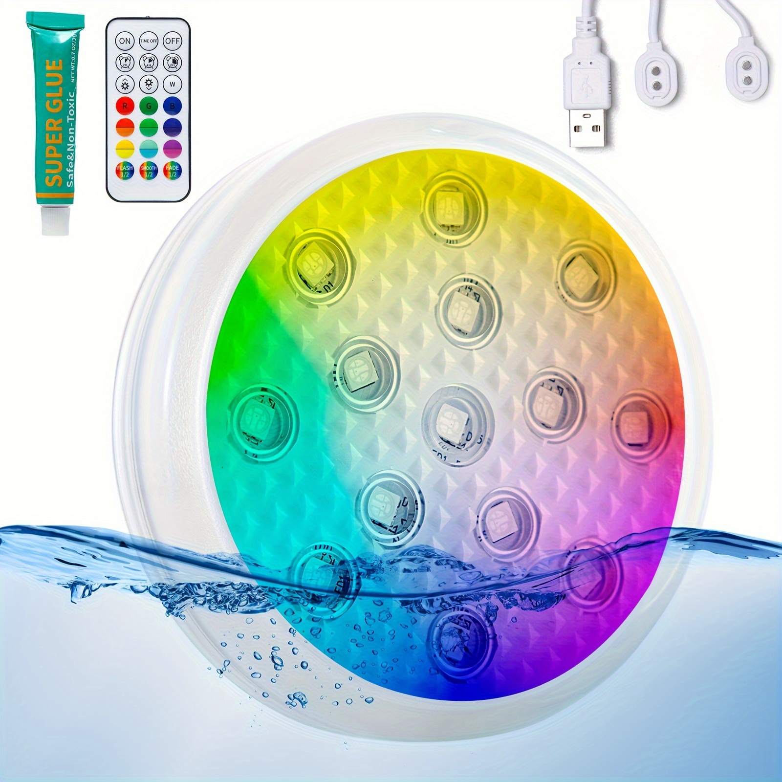 [highly Preferred] Rechargeable Submersible Pool Lights With Remote, 16