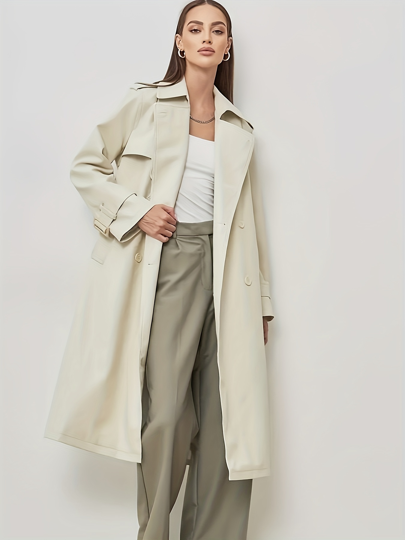 european style long coat women high end fashionable loose Temu