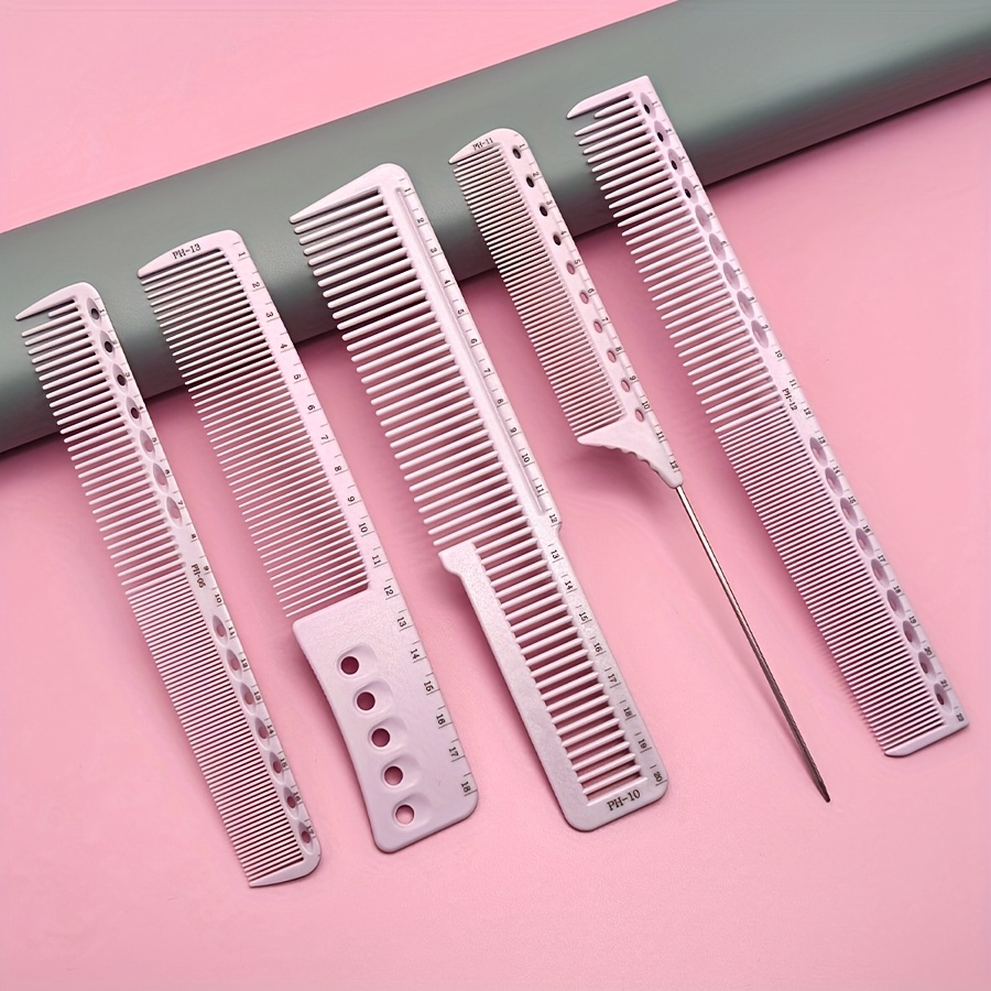 TEMU 5pcs Professional Hairdresser Comb Set: Ultra-thin Men's Haircut Comb, Thickened Men's Pompadour Comb, Unisex Short Hair Double-sided Comb, Long