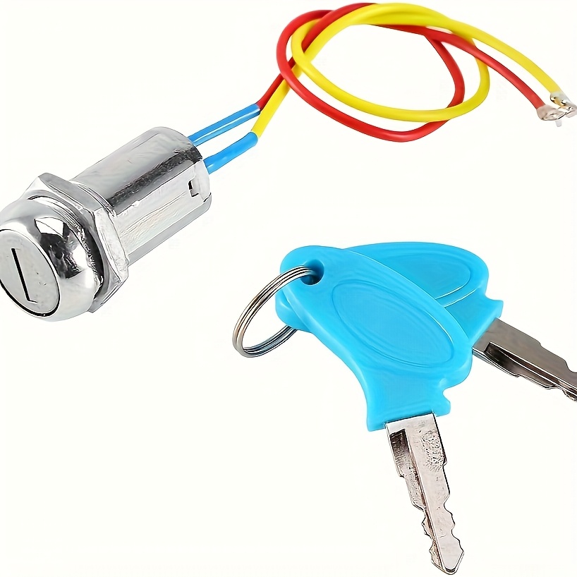 TEMU 1pc Universal Metal Switch Lock - Durable 2-wire Replacement For Gas, Electric Scooters, Atvs, Mopeds, Go Karts, Pocket Bikes, Motorcycles - ,