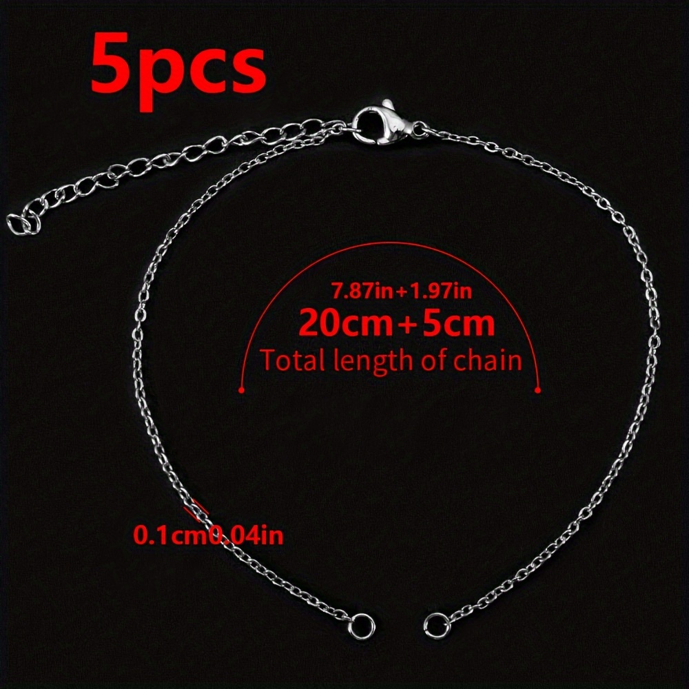 Mingxuan 5pcs Adjustable Stainless Steel O-chain Bracelets With Lobster Clasp - Making Supplies, Mingxuan