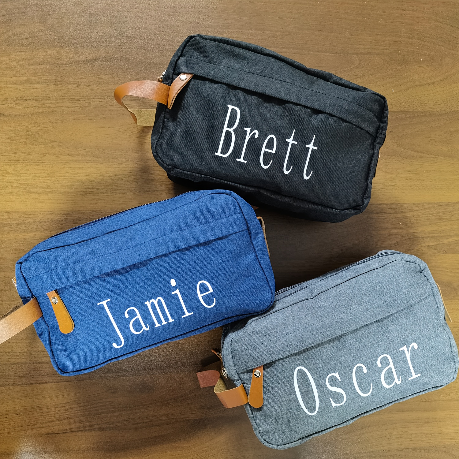 

Toiletry Bag - Custom Name, Vintage Style, Foldable & Washable Polyester, Ideal For Christmas & Birthday Gifts - In Gray, Blue, Black