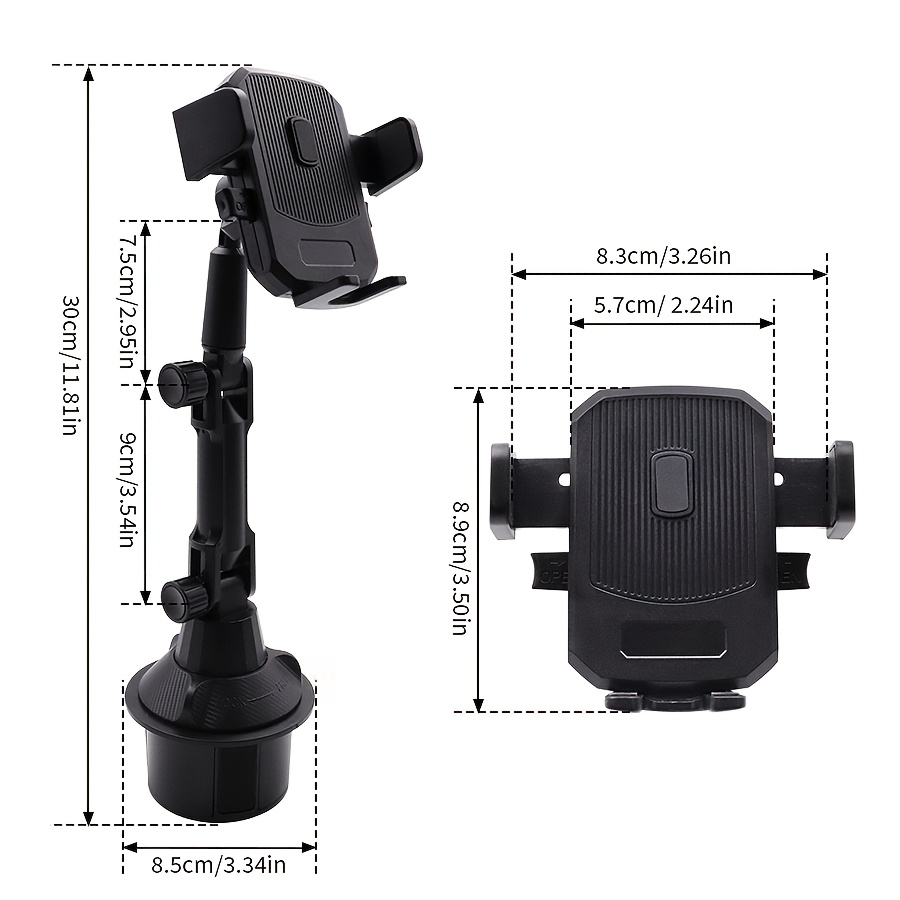 TEMU Adjustable Gooseneck Car Phone Holder, Abs Material, Rotatable & Handlebar Mount, Compatible With Iphone & For