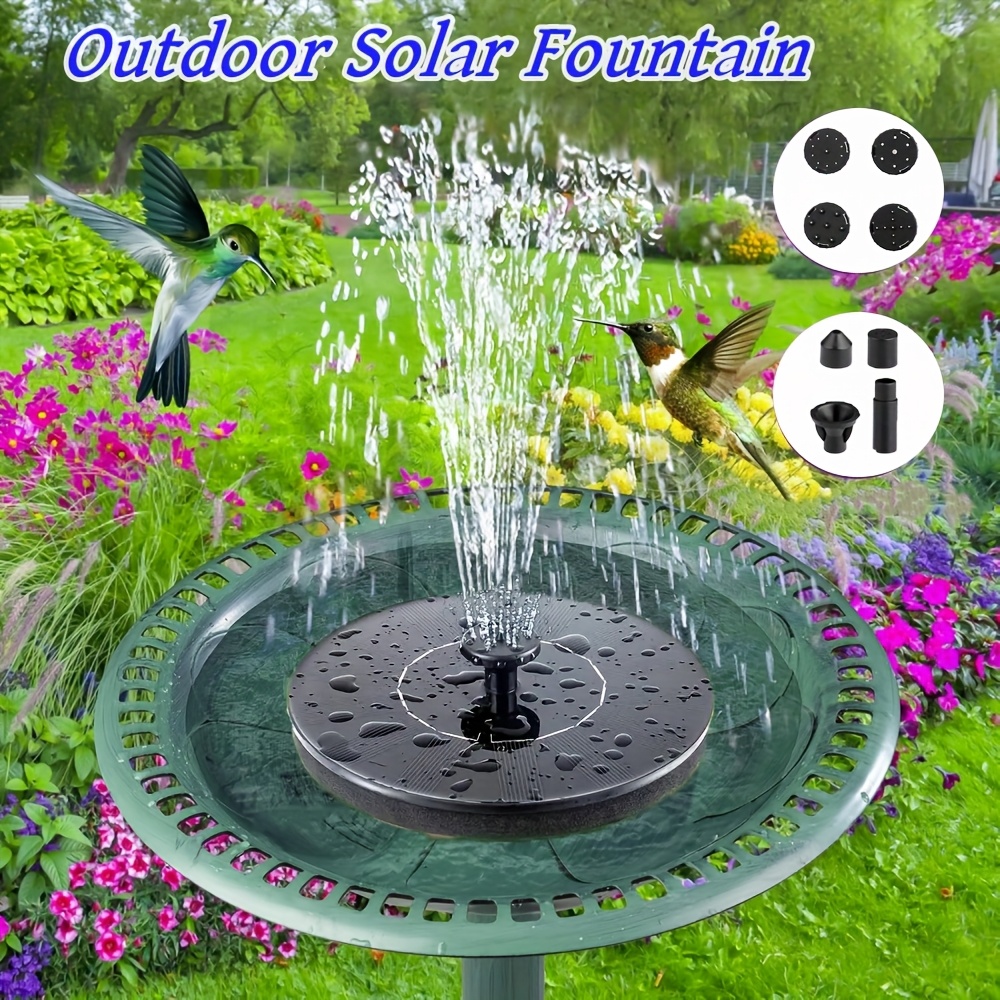 solar powered outdoor fountain with 4 interchangeable nozzles high quality water pump for pools   aquariums and     circular basin and tubing for easy setup solar water fountain