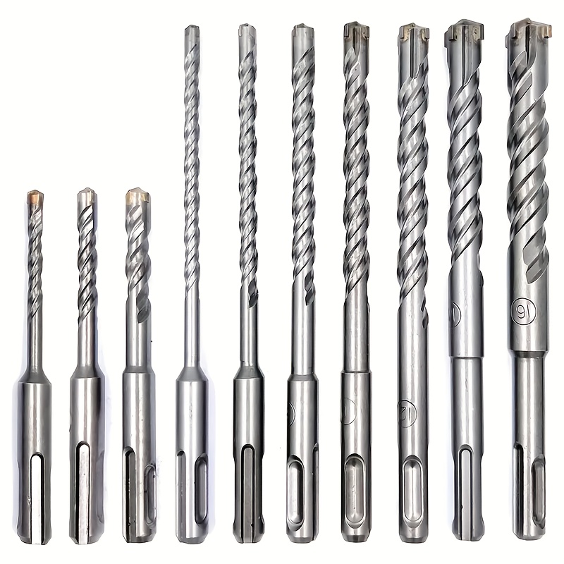 

10pcs Sds-plus Carbide Hammer Drill Bit Set, High-efficiency Steel Rotary Hammer Bits, No Required, For Concrete, Brick, , Stone, Masonry