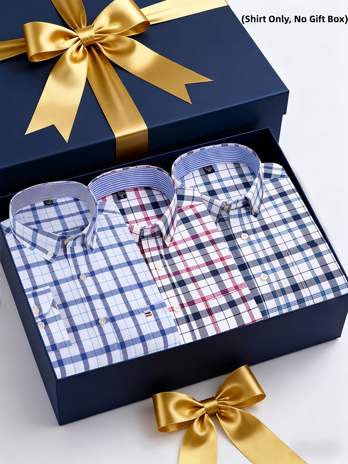 A Set of Three Pure Long-Sleeve Oxford Shirts with Embroidered Pockets on The Chest, Essential for Business Casual Outings, Suitable for Various Occasions, Available in Multiple Styles