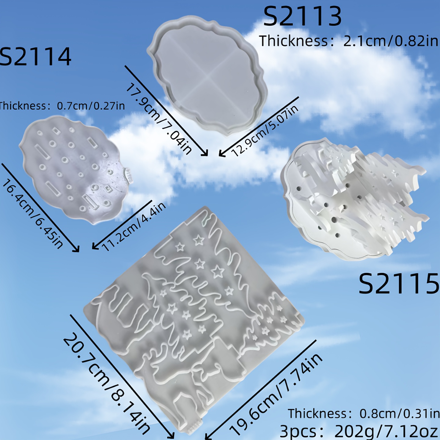 Resin Silicone Mold Christmas Ornament Silicone Mold Candle Silicone Mold Plaster Ornament Silicone Mold Silicone Mold Home Decoration Epoxy Resin Mold 202 S2113+s2114+s2115