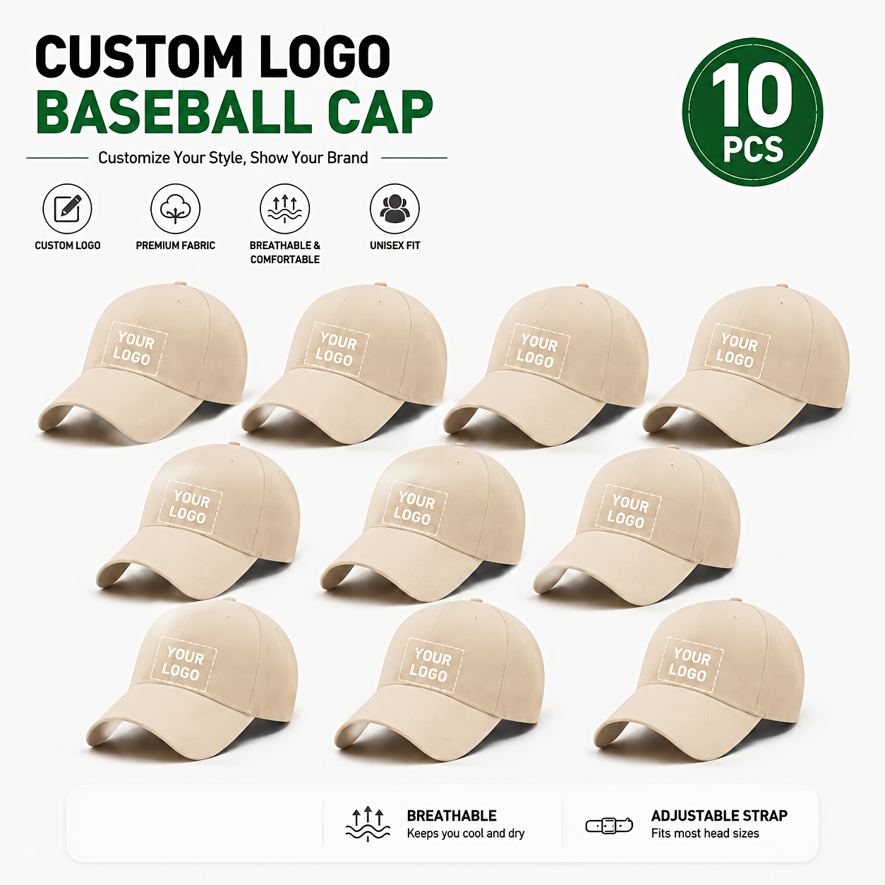 10pcs Custom Pattern Halloween Baseball Caps, Adjustable for Adults