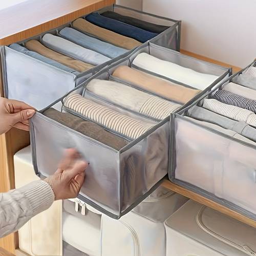 9 tier drawer transparent wardrobe organizer box with handles washable nylon fabric storage bin suitable for storing pants t shirts clothes foldable shelves space saving design durable fabric storage box compact storage