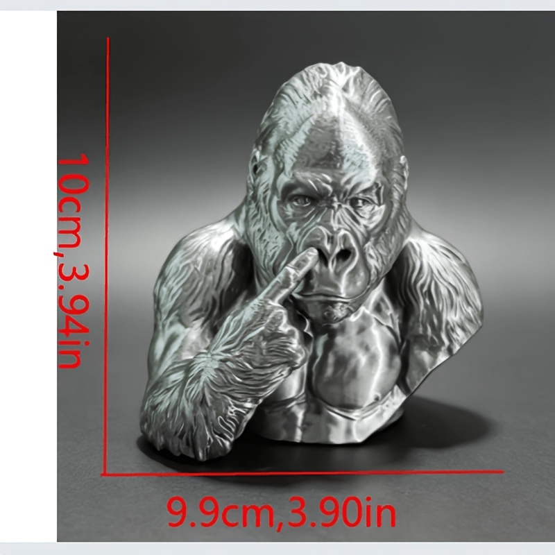 3D Printed Gorilla Bust, Realistic Gorilla Decor Sculpture