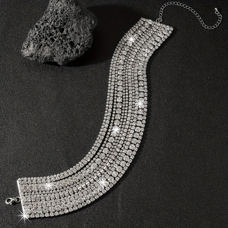 Layered Rhinestone Choker Necklace, Sparkling Embellished Design