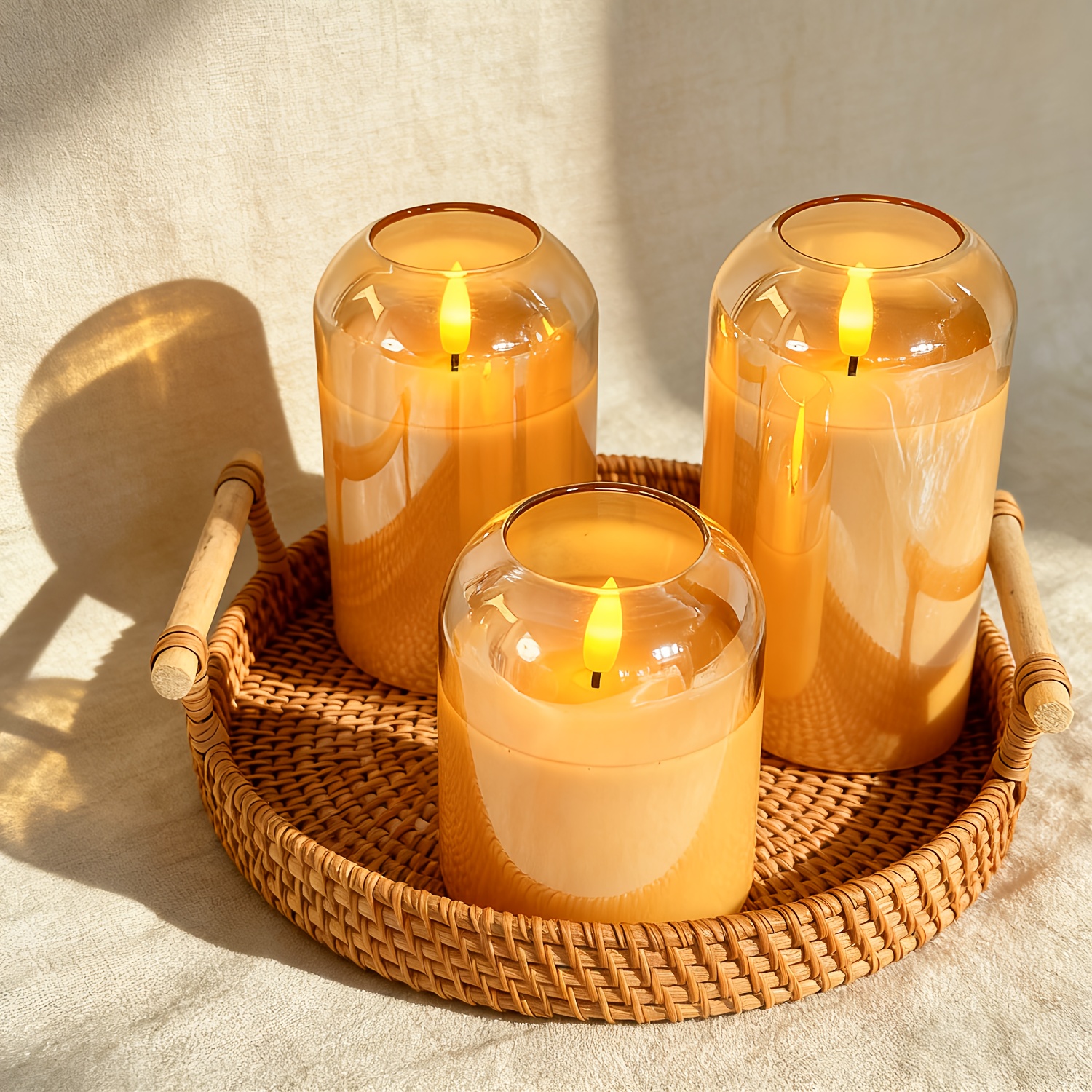 Golden Arc Cup Candle Rechargeable Light 3pcs Set with Remote Control
