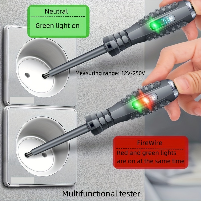 2pcs detection circuit voltage tester for home use with featuring high torque and bright light to between neutral and of testing circuit continuity a flathead and ten screwdriver heads details 1