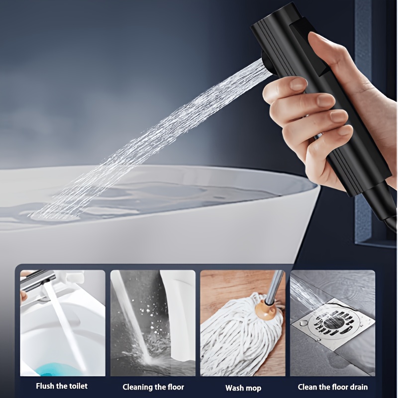 Modern Rainfall Shower System with Multi-Function Nozzles, Gray Finish