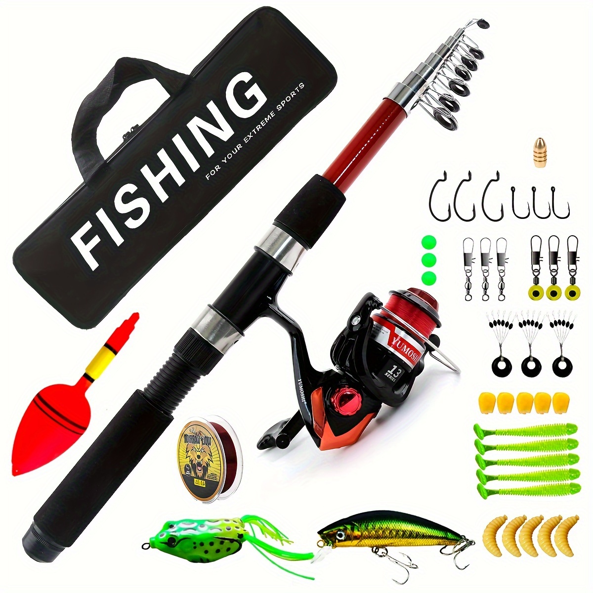 PLUSINNO Children's Fishing, Lightweight and Portable Telescopic Fishing Rod  for Youth Fishing Full Kit : : Sports & Outdoors
