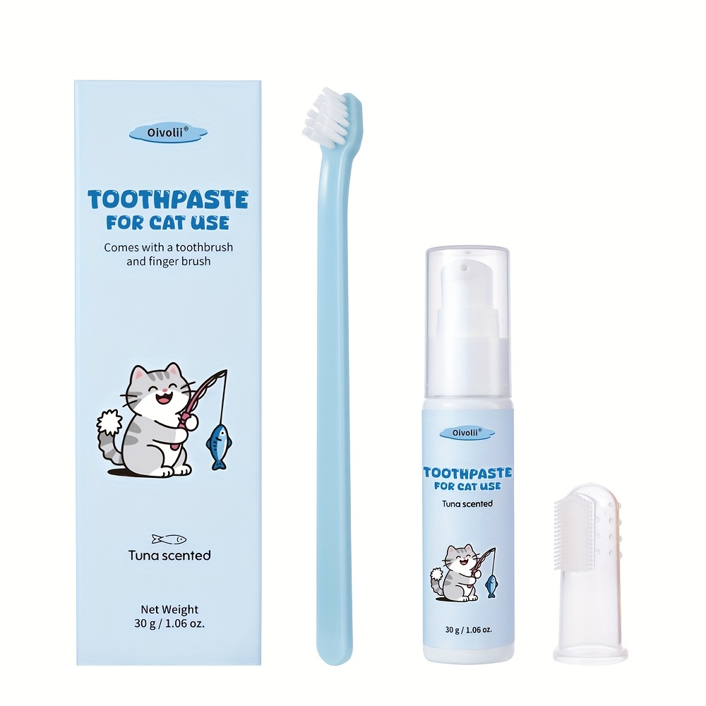 Cat Toothpaste, With 2 Different Pet Toothbrushes, Finger Toothbrush, Cat Dental Toothpaste, Pet Tools, Cat