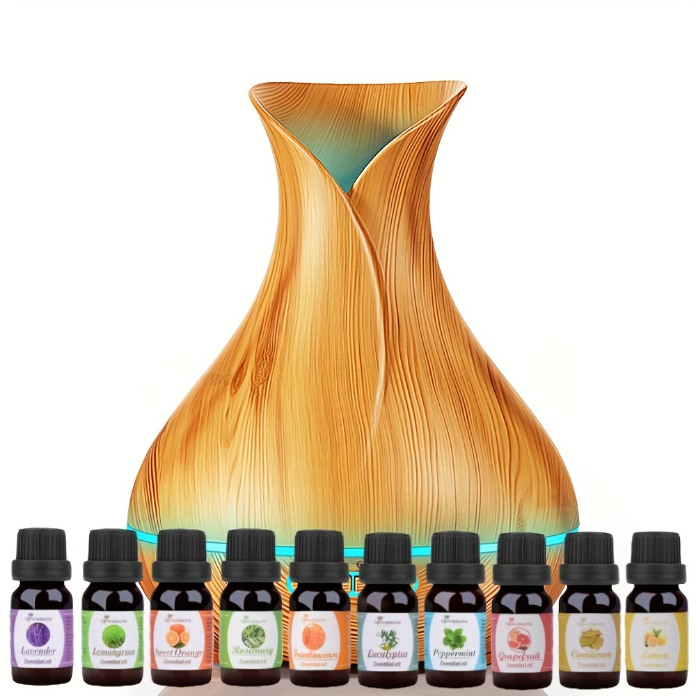 TEMU Large Indoor Essential Oil Diffuser, 10 Large Essential Oil Gift Set, 400ml Aroma Diffuser With Remote Control, Timer, 15 Color Lighted Humidifier For Bedroom, Home, Office, Hotel