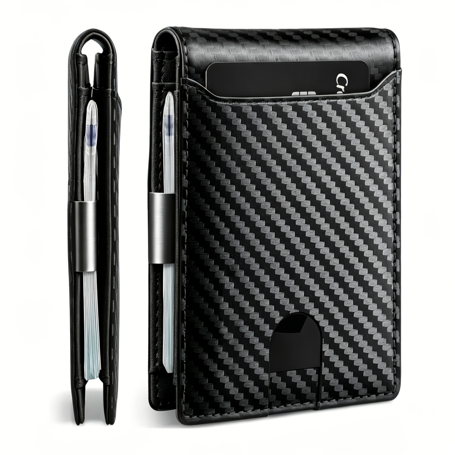 1pc Per Pack | Carbon Fiber Ultra-thin Wallet | Business | 1cm Thin Body + Rfid Anti-theft + 11 Card Slots | Wallet + Transparent Id Window | Commuter Travel Essential Artifact