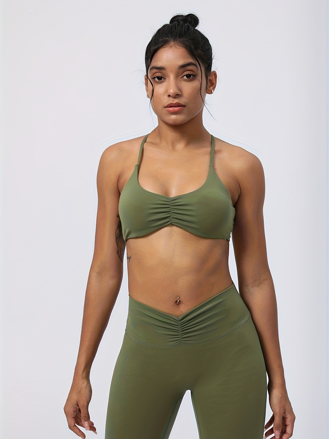 Spaghetti Strap Pleated Sports Bra Y shaped Cami Beauty Back - Temu  Australia