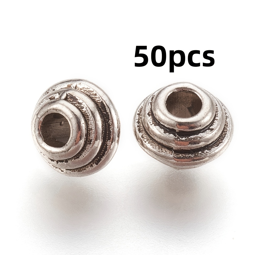 TEMU 50pz Perline distanziatrici in stile tibetano, rondelle, antico, 5X6.5Mm, Foro: 2.5Mm, Perline e assortimenti di perline, per artigianato,