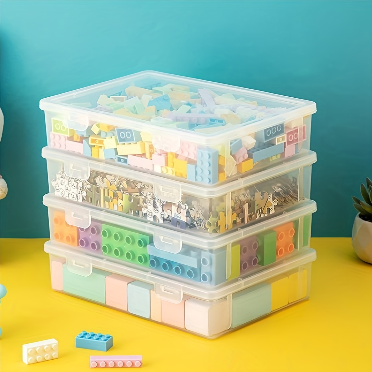 Transparent Plastic Storage Box with Lockable Lid Stackable Organizer