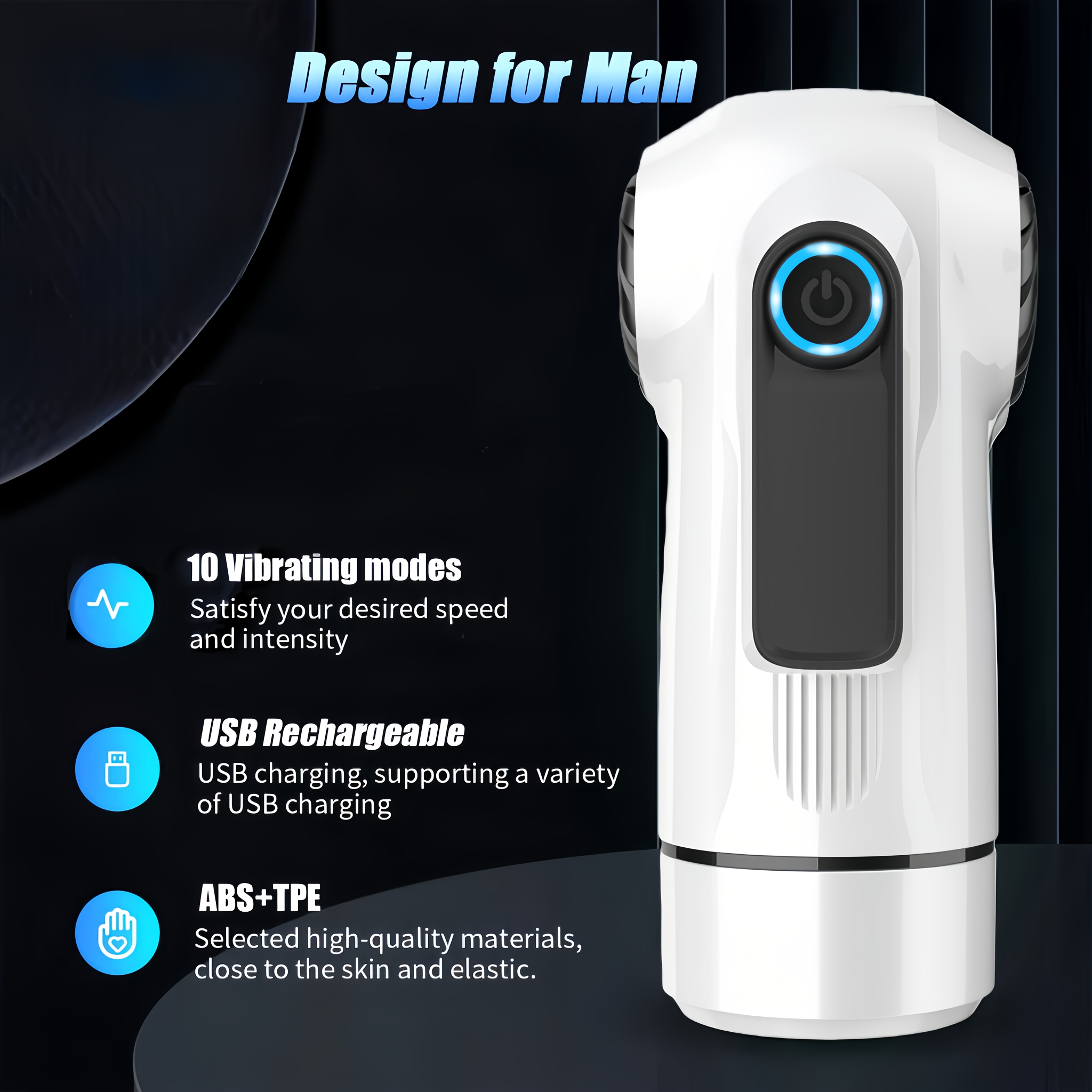 Electric Male Vibrator, 10 Vibration Modes, Adult Toy, Male Sex Toy Vibrator