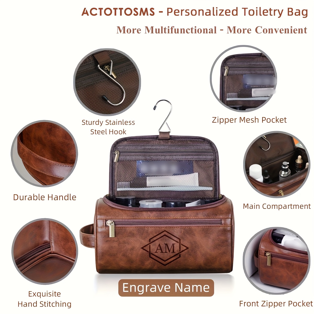 engraved name initials toiletry bag men black Temu United Kingdom