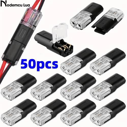 50pcs double wire plug in connector 2 pin led strip lights connectors wire connector with locking plugs led connectors