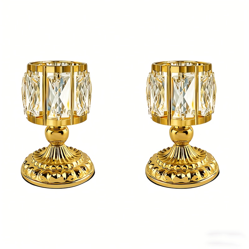 TEMU 2pcs Set Of Holders, 6-inch High European Crystal Creative Candle Holders, Wedding Table, Birthday Party, Home Decoration, Halloween And