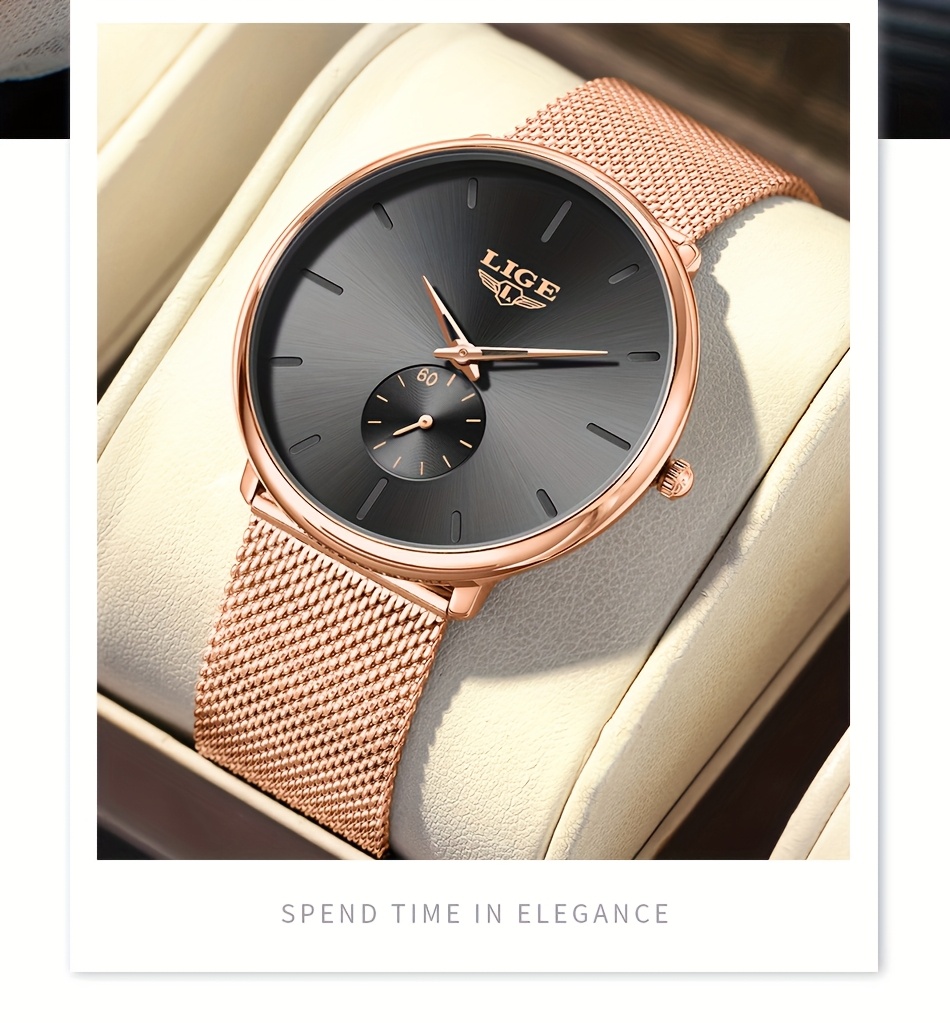 LIGE Timepieces Feature a Stylish Round Quartz Design, Embodying a Easy Yet Classic Three-Hand Style. This Watch Is Perfect for Women, Available in White, Blue, And Black. It Seamlessly Blends Business Casual with Sporty Elegance