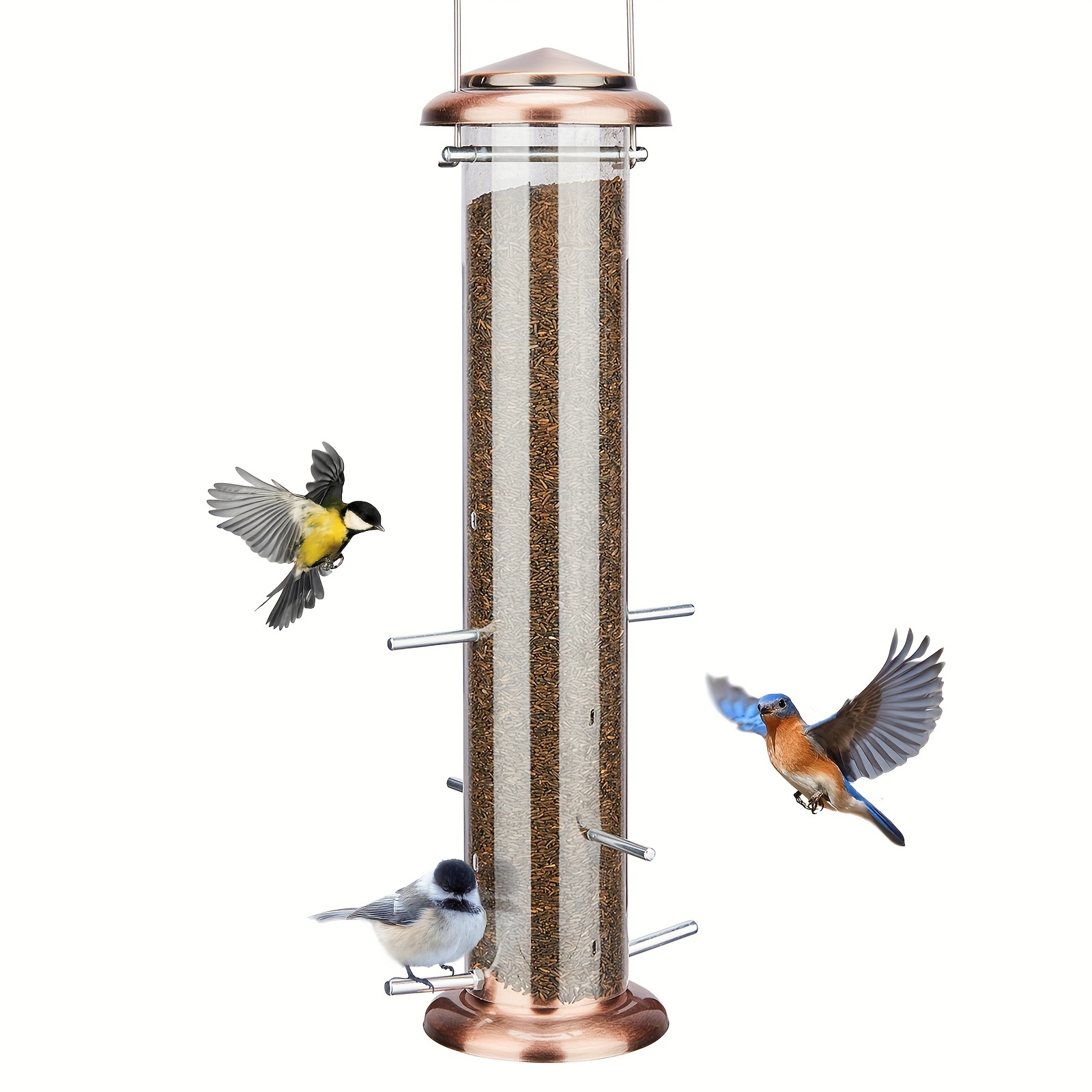 

Kingsyard Metal Finch Feeder For Thistle/ Seed, Tube Bird Feeders For Outdoors Hanging, 2 Lbs Large Capacity, Easy To Refill & Clean