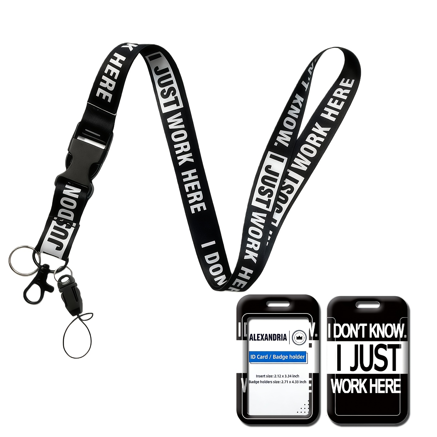 TEMU 2d A Stylish And Humorous Detachable Lanyard With A Card Holder, Made Of Abs Material, Designed For Vertical Id Cards. Suitable For Keys, Id