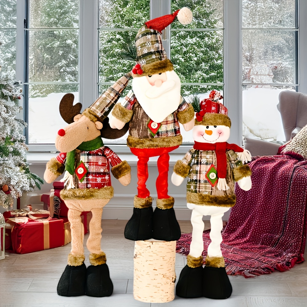 

3pcs Christmas Stretch Doll Set, Snow Polyethylene Terephthalate, Vintage Holiday Decor For Home & Hotel