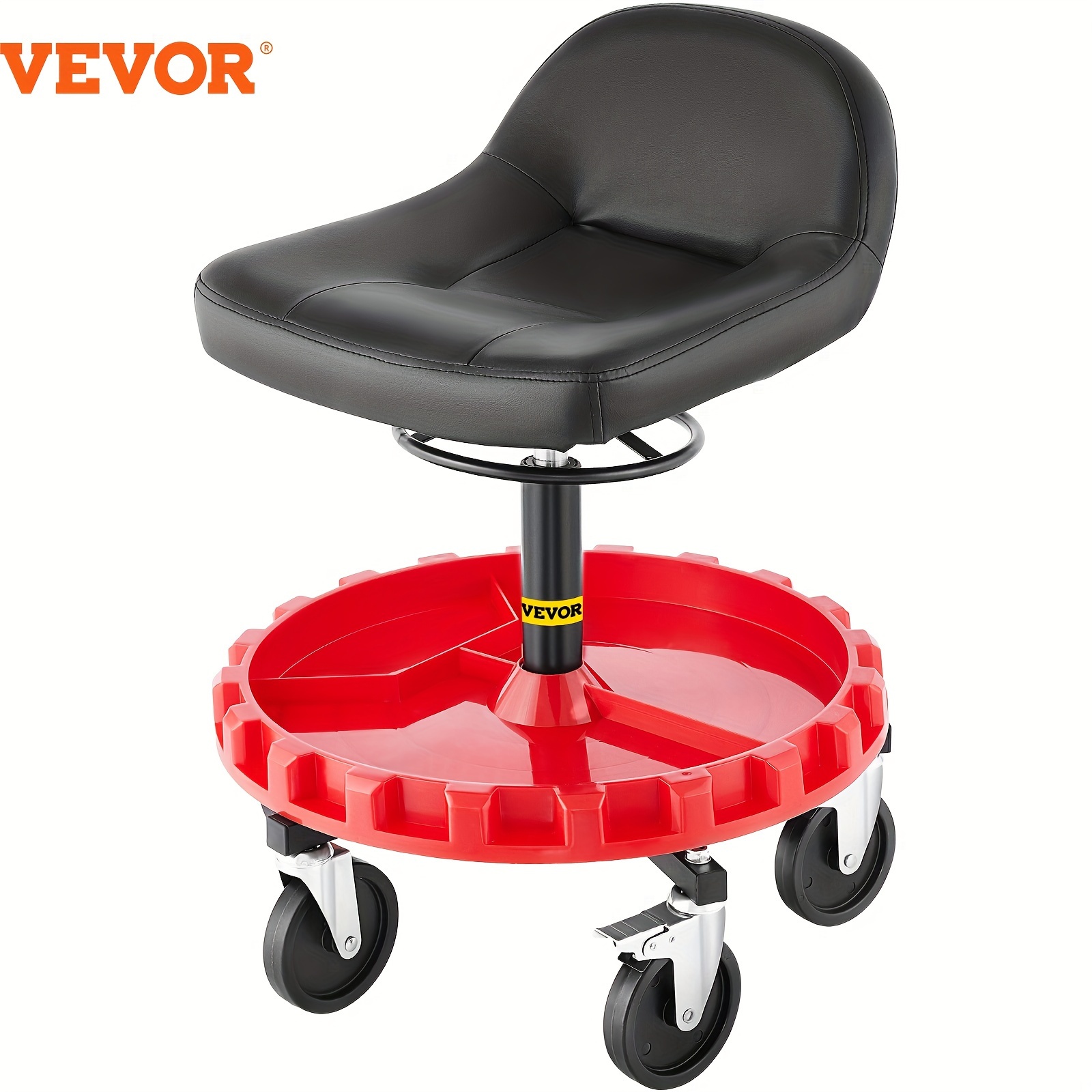 

Vevor Shop Stool, 400 Lbs Rolling Garage Stool Adjustable Height Mobile Rolling Gear Seat, Round Tray Garage Pneumatic Stool, 5" Casters With 2 Brakes Mechanic Seat