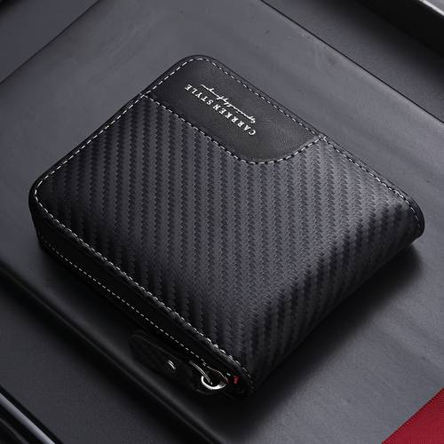premium faux leather mens short wallet multifunctional coin purse square zipper