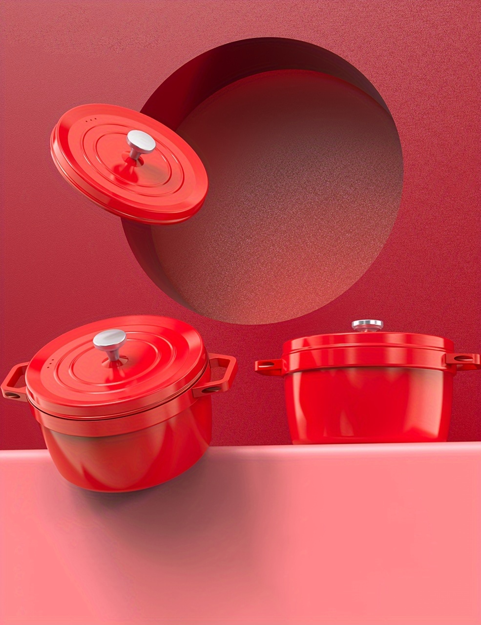 cast iron   with lid 4l 24cm universal gas stovetop and induction compatible   red soup pot for   stew and cooking details 4