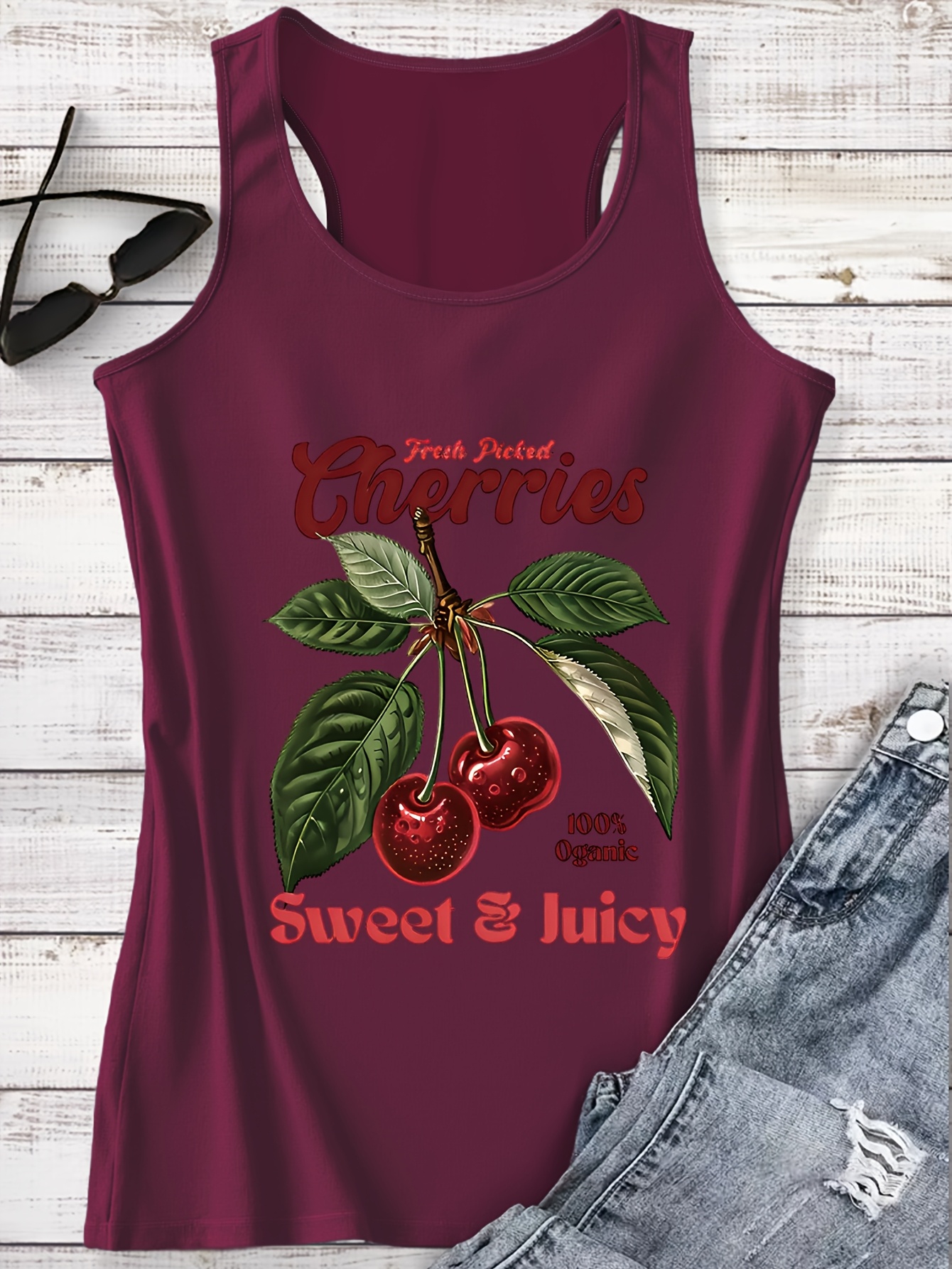 cherry tank top sold on Temu United States