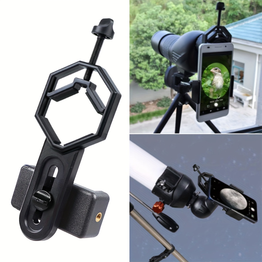 Soporte Adaptador de telescopio para teléfono móvil Soporte de montaje  Aleación de aluminio y material plástico Multifuncional Universal para  microscopio astronómico binocular monocular telescopio neg Maboto Soporte