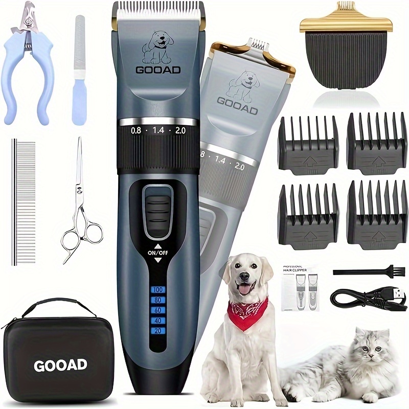 

Gooad Dog Clippers Grooming Kit And Paw Trimmer, Cordless, Low Noise, Electric Quiet, Rechargeable, Dog Trimmer Grooming, Pet Hair Clippers For Thick Coats, Shaver For Small And Large Dogs Cats (blue)