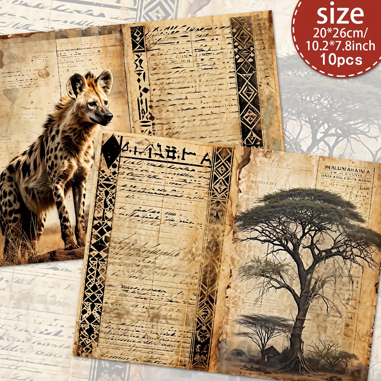 TEMU Set di Carta da Scrapbooking A4 Ispirata al Mondo Animale - 10 Fogli, Carta per Diari e Decorazioni, Forniture per Scrapbooking, Kit per Junk,