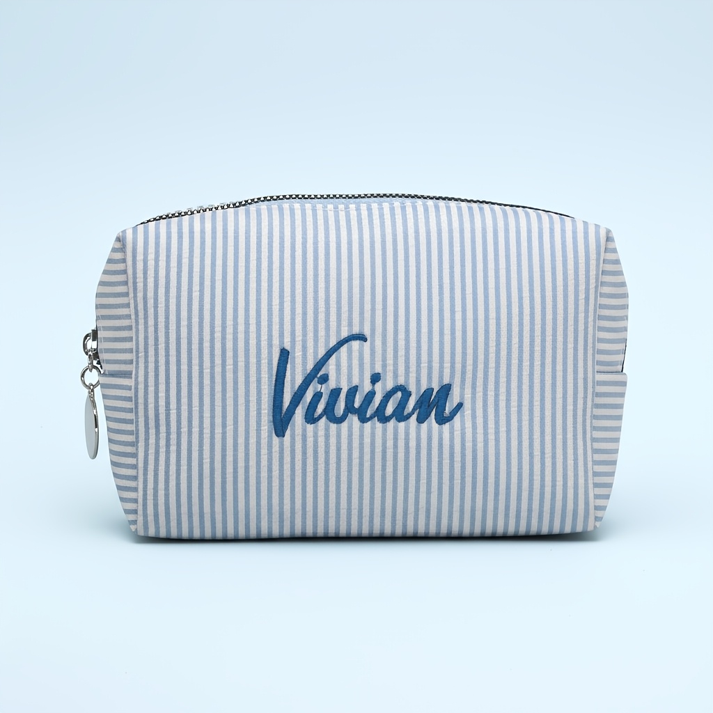 TEMU 1pc Personalized Makeup Bag With Name/initials - Custom Monogram Cosmetic Organizer, Ladies Toiletry Bag, Bridesmaid Gift For Weddings,