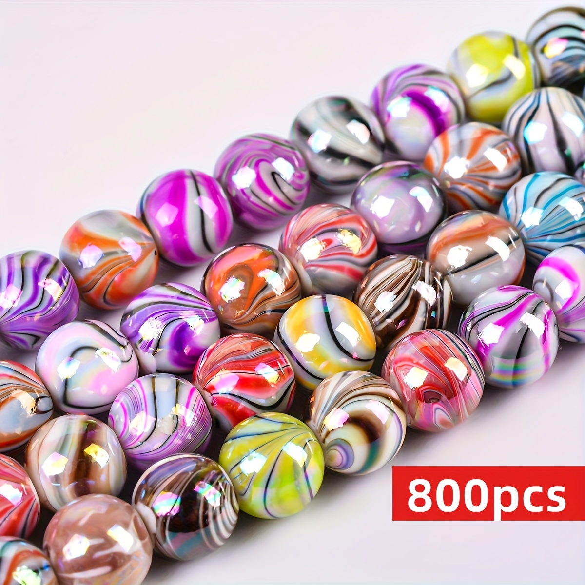 E-shop 800/400 Stück 8mm Wasserwelle Runde Perlen in AB Farbe Gemischte Serie für Armband- und Halskettenherstellung