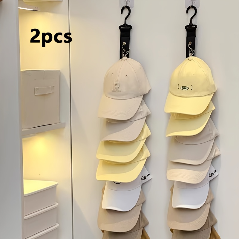 TEMU 8-clip Hat Organizer, Suitable For Adjustable Baseball Caps, Bill Caps, Visors, Golf Hats, And More, For Bedroom, Closet, And Door - Convenient